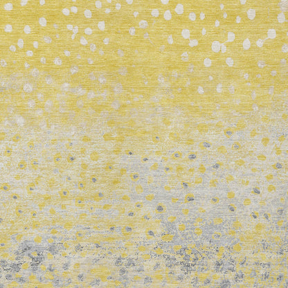 8' X 10' Yellow And Gold Abstract Washable Indoor Outdoor Area Rug-5