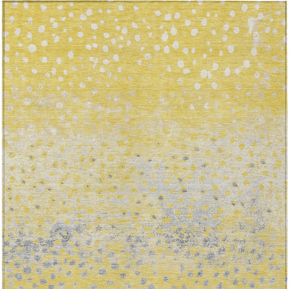 10' X 14' Yellow And Gold Abstract Washable Indoor Outdoor Area Rug-6