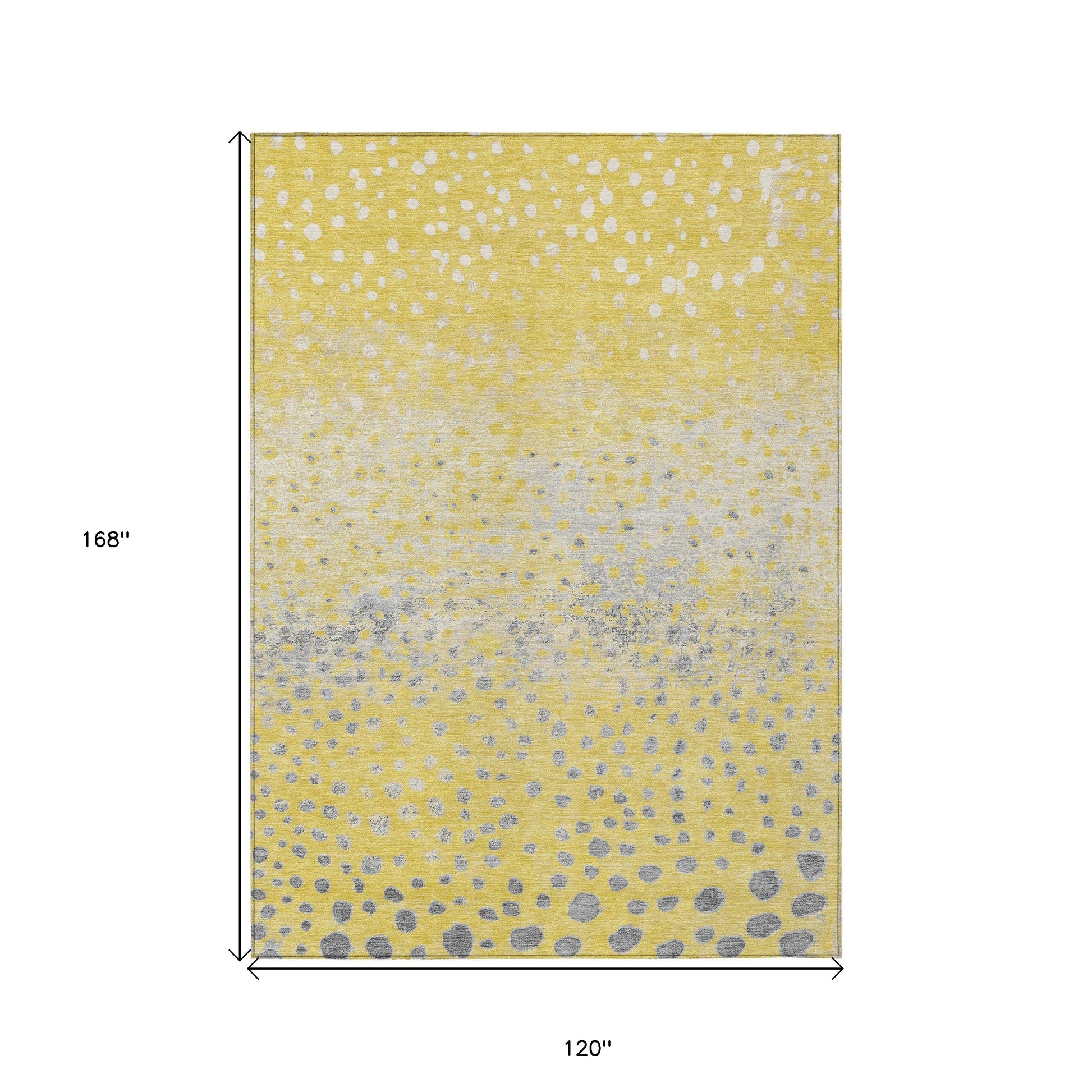 10' X 14' Yellow And Gold Abstract Washable Indoor Outdoor Area Rug-2