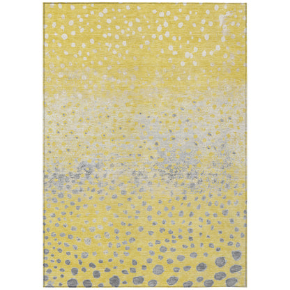 10' X 14' Yellow And Gold Abstract Washable Indoor Outdoor Area Rug-1