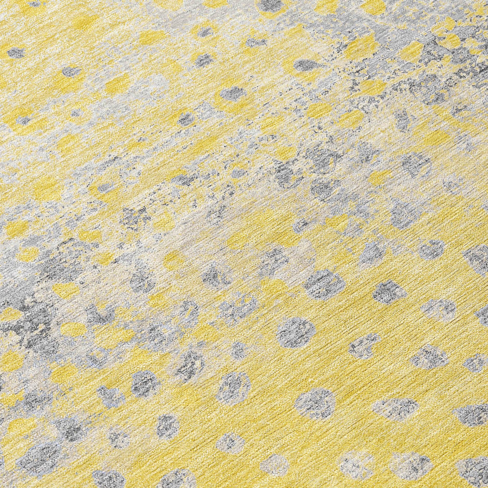10' X 14' Yellow And Gold Abstract Washable Indoor Outdoor Area Rug-4