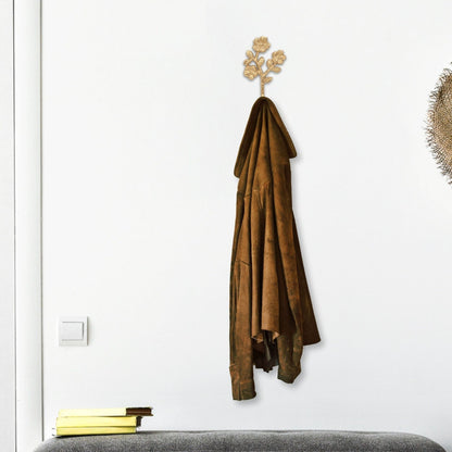 4" Antiqued Gold Cast Iron Flower Wall Hook-7