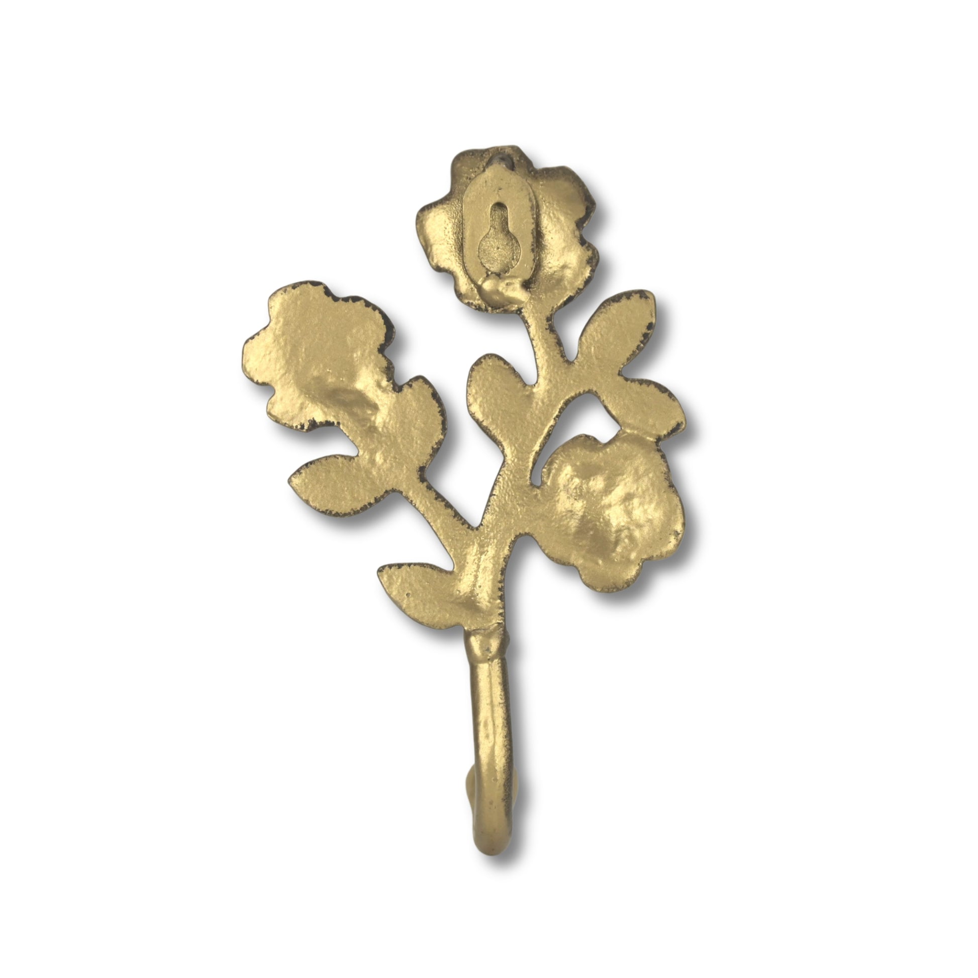 4" Antiqued Gold Cast Iron Flower Wall Hook-4