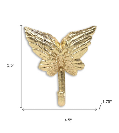 5" Gold Cast Iron Butterfly Wall Hook-7