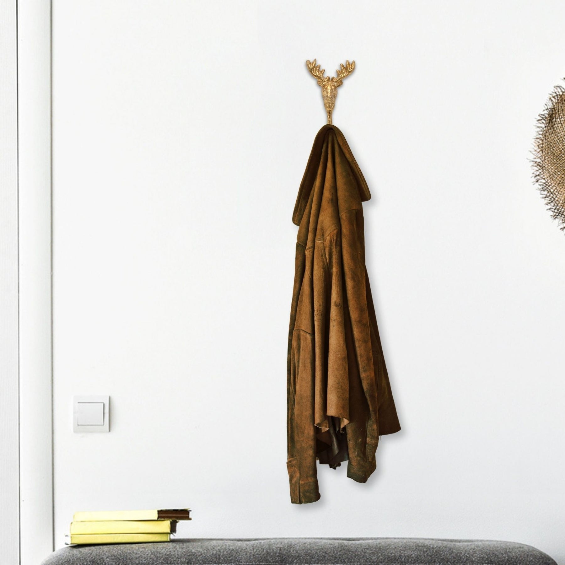3" Gold Cast Iron Deer Stag Wall Hook-6