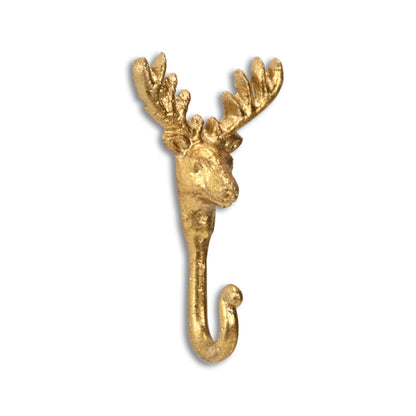 3" Gold Cast Iron Deer Stag Wall Hook-2