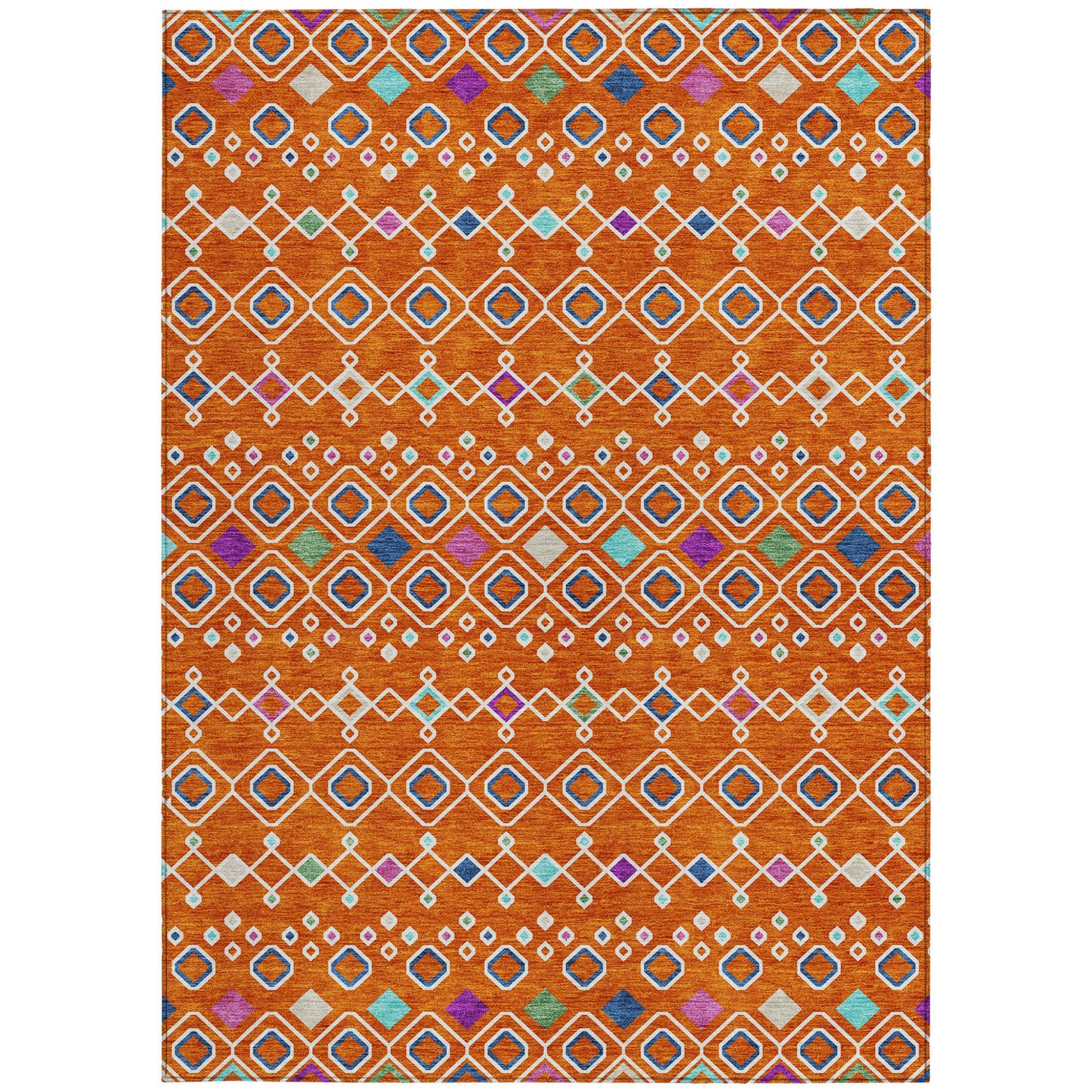 9' X 12' Orange Blue And Purple Geometric Washable Indoor Outdoor Area Rug-6