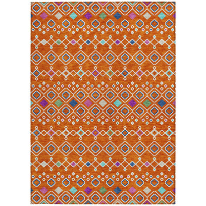 9' X 12' Orange Blue And Purple Geometric Washable Indoor Outdoor Area Rug-6