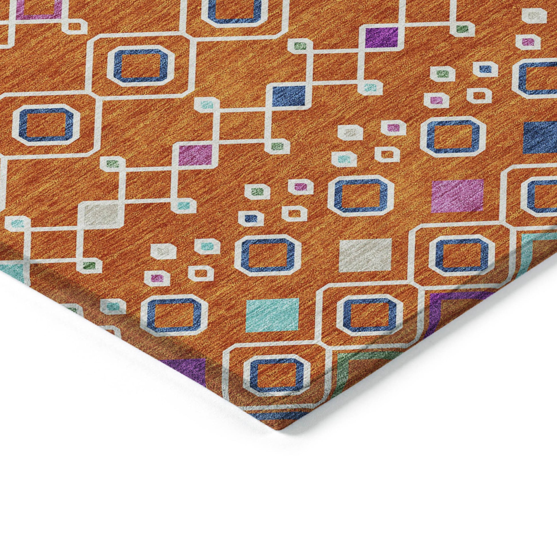 9' X 12' Orange Blue And Purple Geometric Washable Indoor Outdoor Area Rug-3