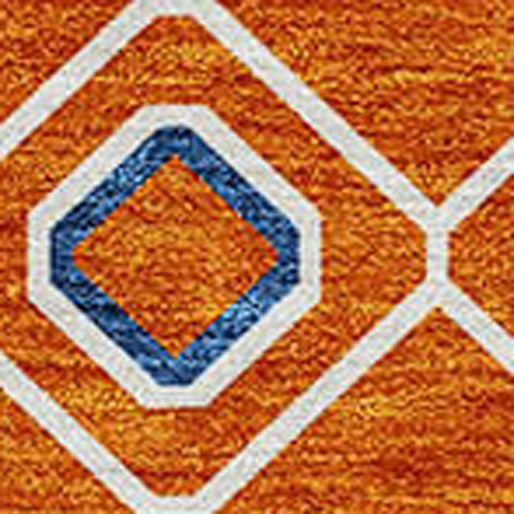 9' X 12' Orange Blue And Purple Geometric Washable Indoor Outdoor Area Rug-5