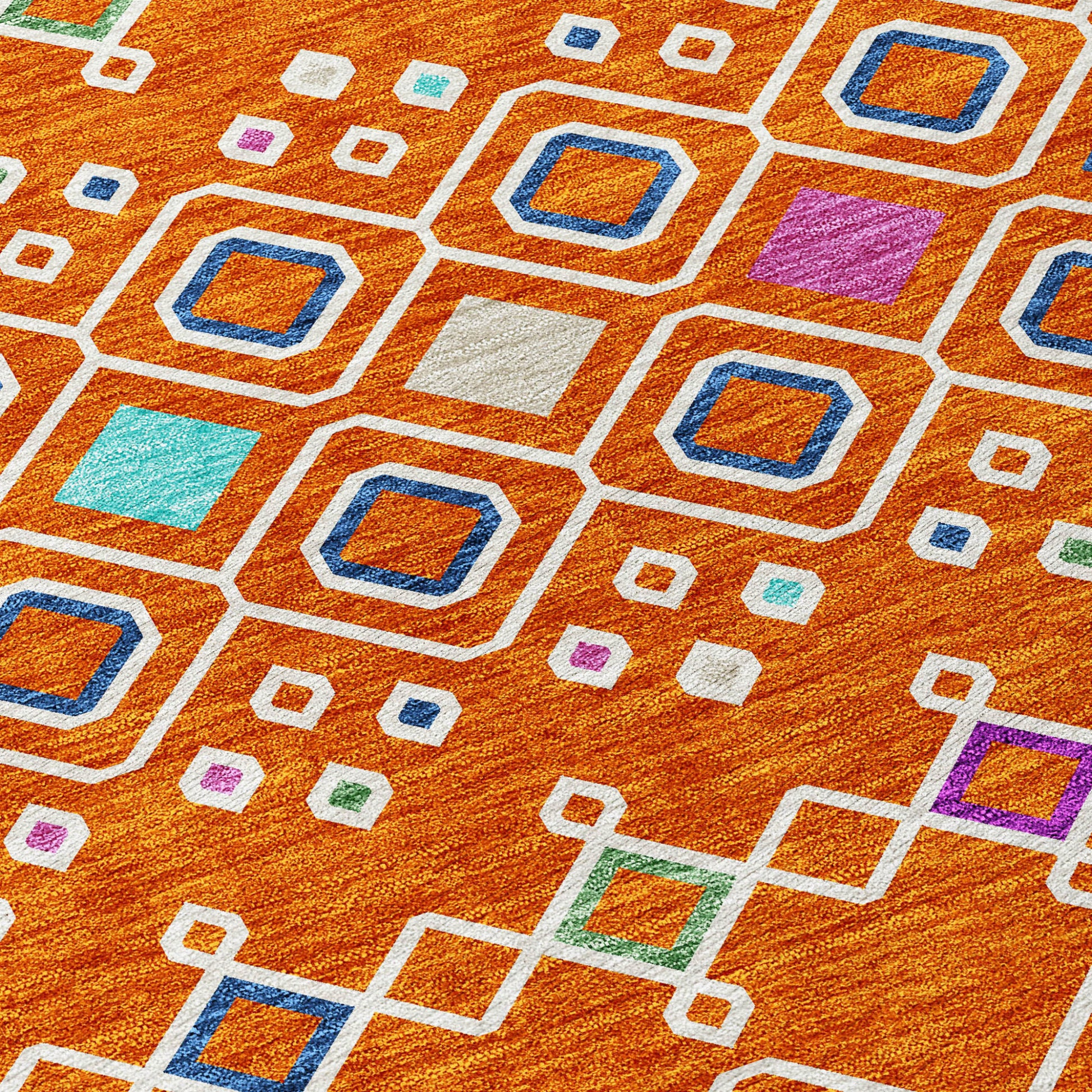 9' X 12' Orange Blue And Purple Geometric Washable Indoor Outdoor Area Rug-4