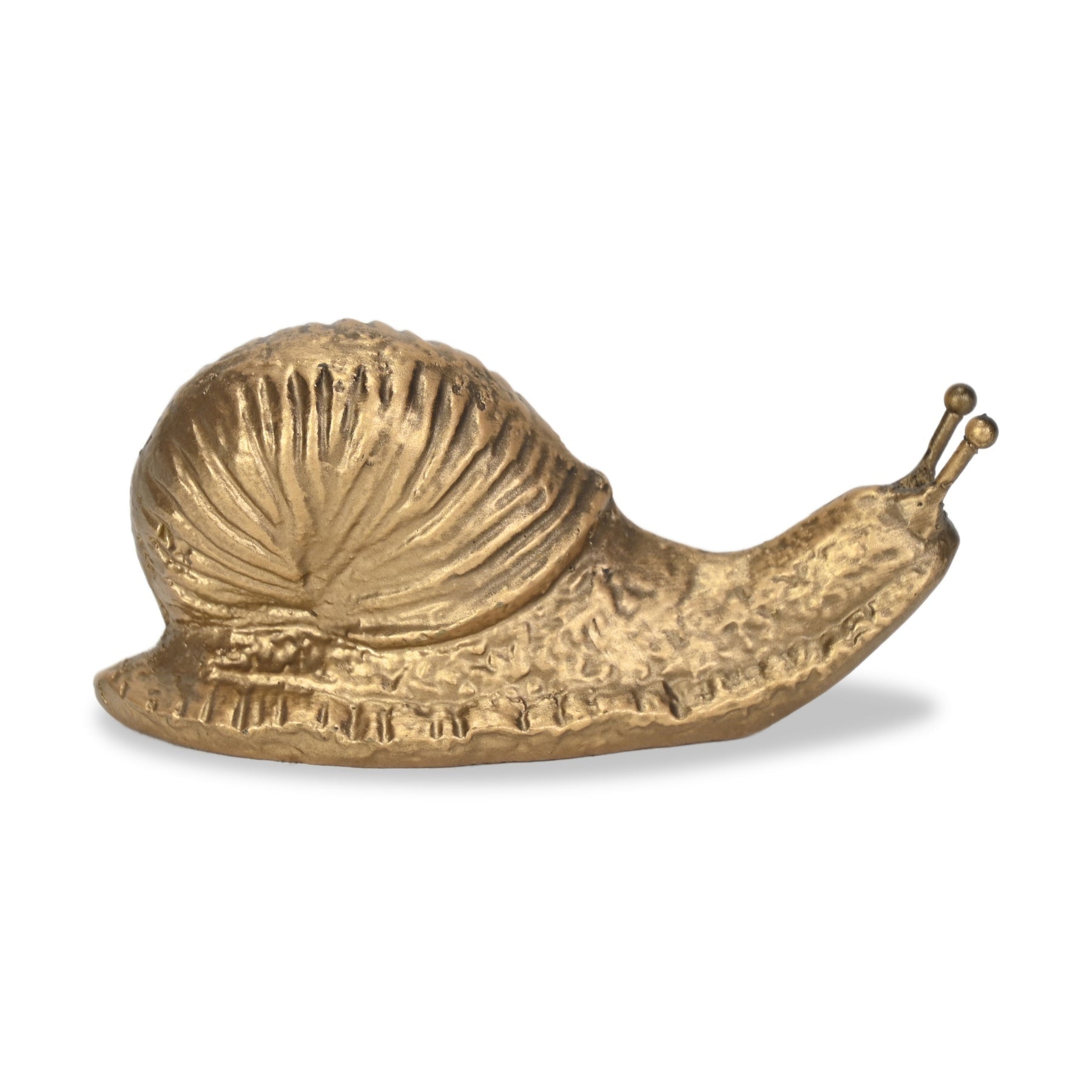 3" Antiqued Gold Cast Iron Snail Figurine-2