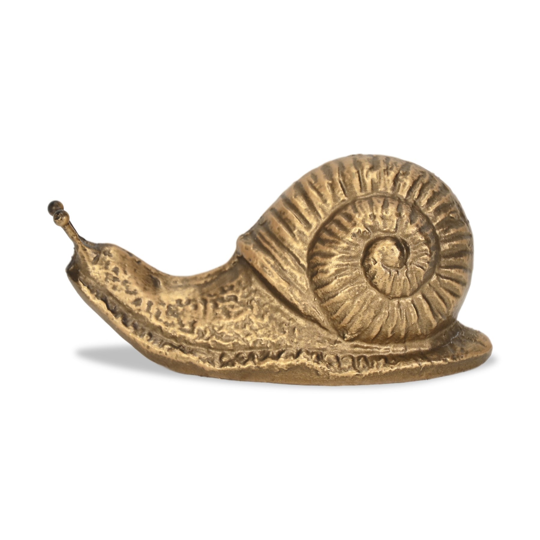 3" Antiqued Gold Cast Iron Snail Figurine-5
