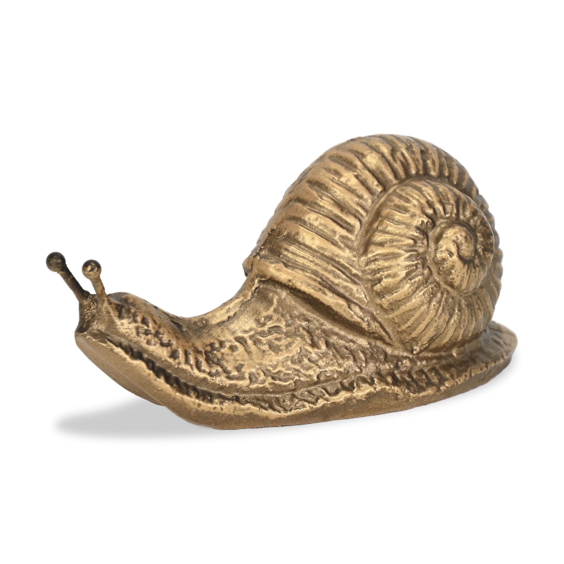 3" Antiqued Gold Cast Iron Snail Figurine-6