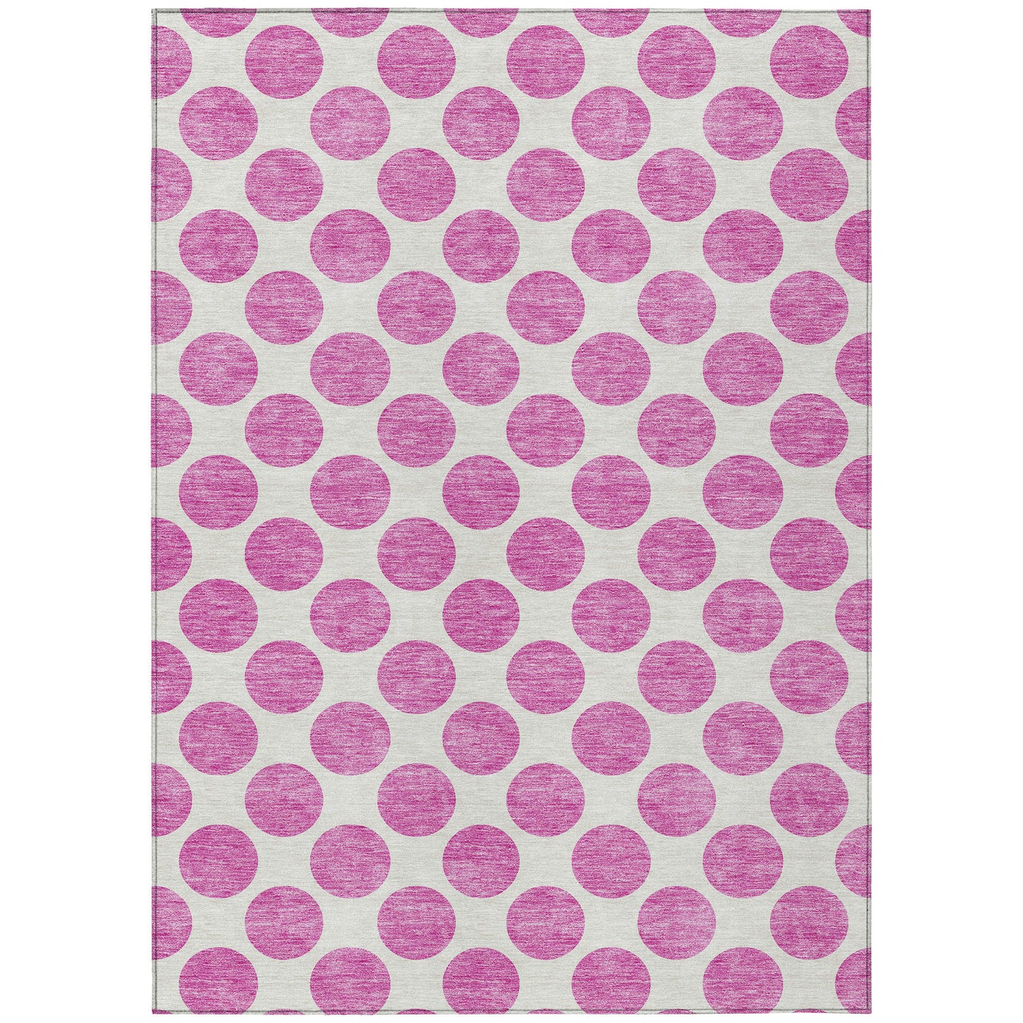 5' X 8' Blush And Ivory Polka Dot Washable Indoor Outdoor Area Rug-1