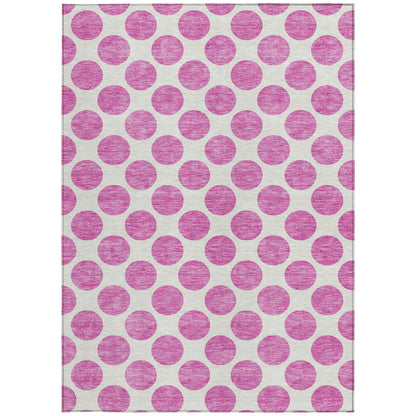 5' X 8' Blush And Ivory Polka Dot Washable Indoor Outdoor Area Rug-4