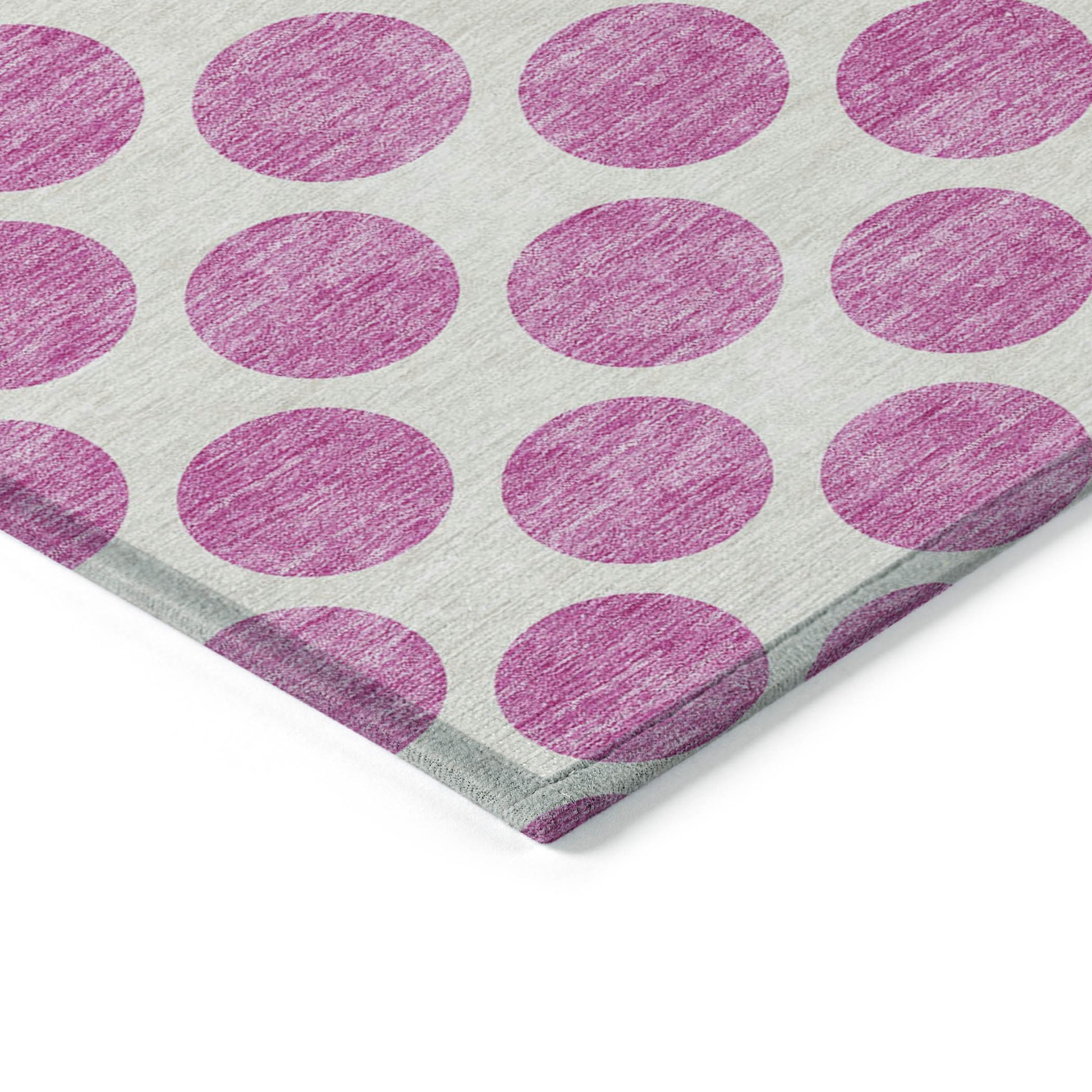 5' X 8' Blush And Ivory Polka Dot Washable Indoor Outdoor Area Rug-3