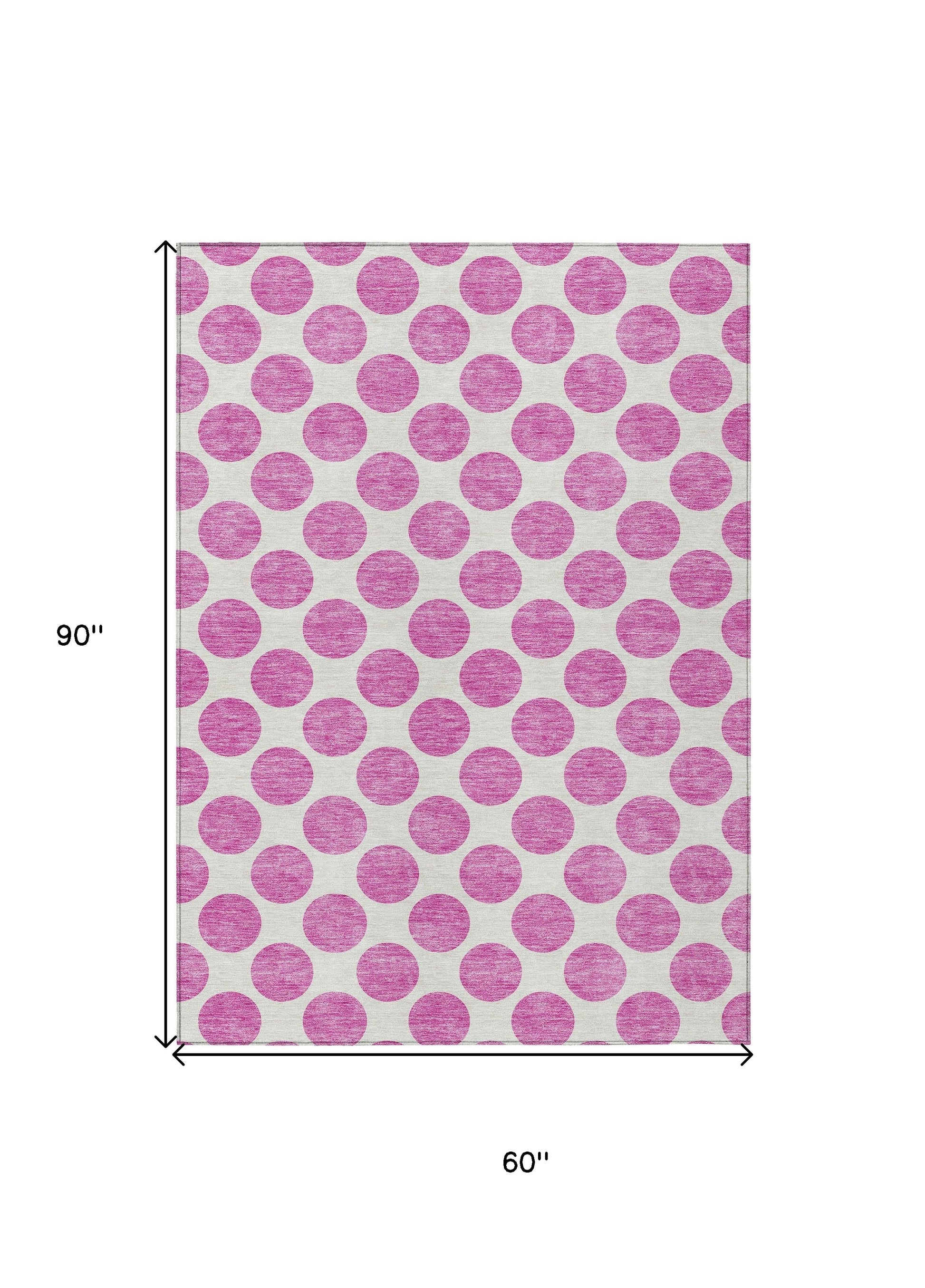 5' X 8' Blush And Ivory Polka Dot Washable Indoor Outdoor Area Rug-2