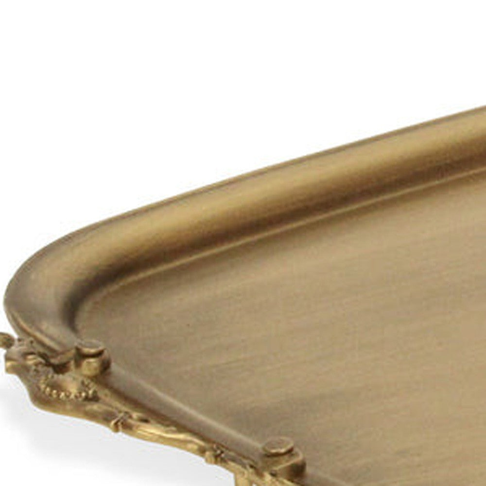 19" Antiqued Gold Cast Iron Handmade Vanity Tray-8