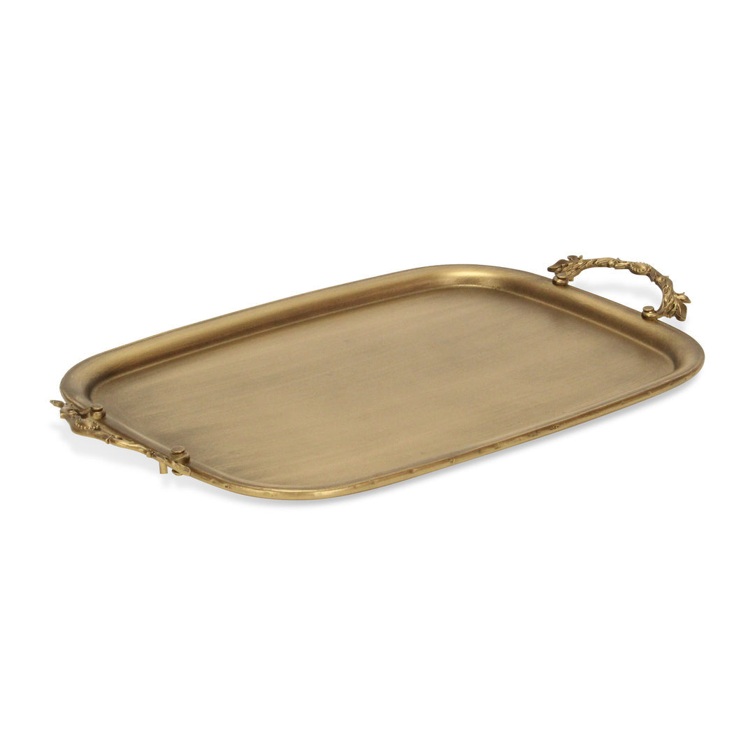 19" Antiqued Gold Cast Iron Handmade Vanity Tray-1