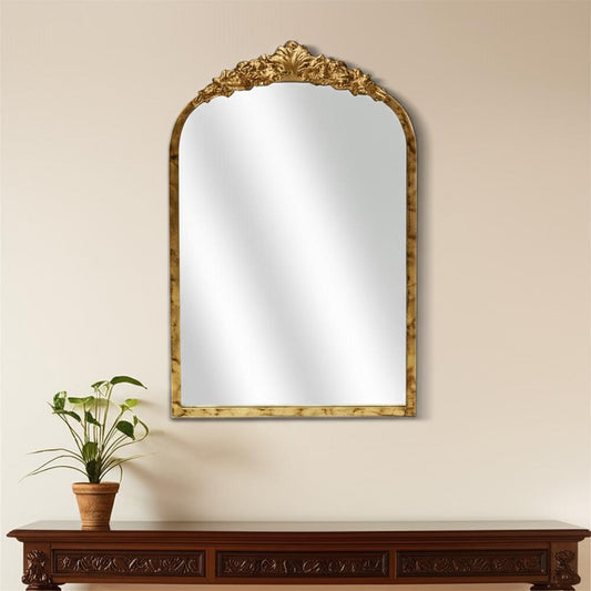 16" Gold Metal Arch Accent Mirror-0