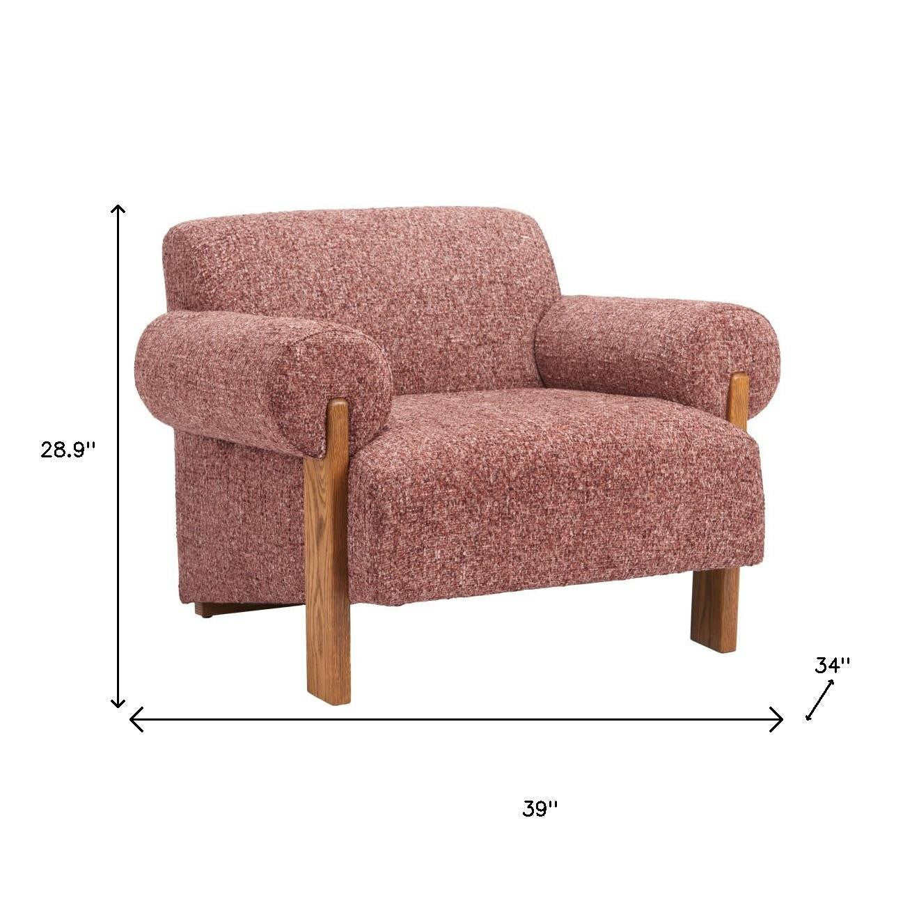 39" Copper And Brown Woven Upholstery And Solid Wood Arm Chair-8