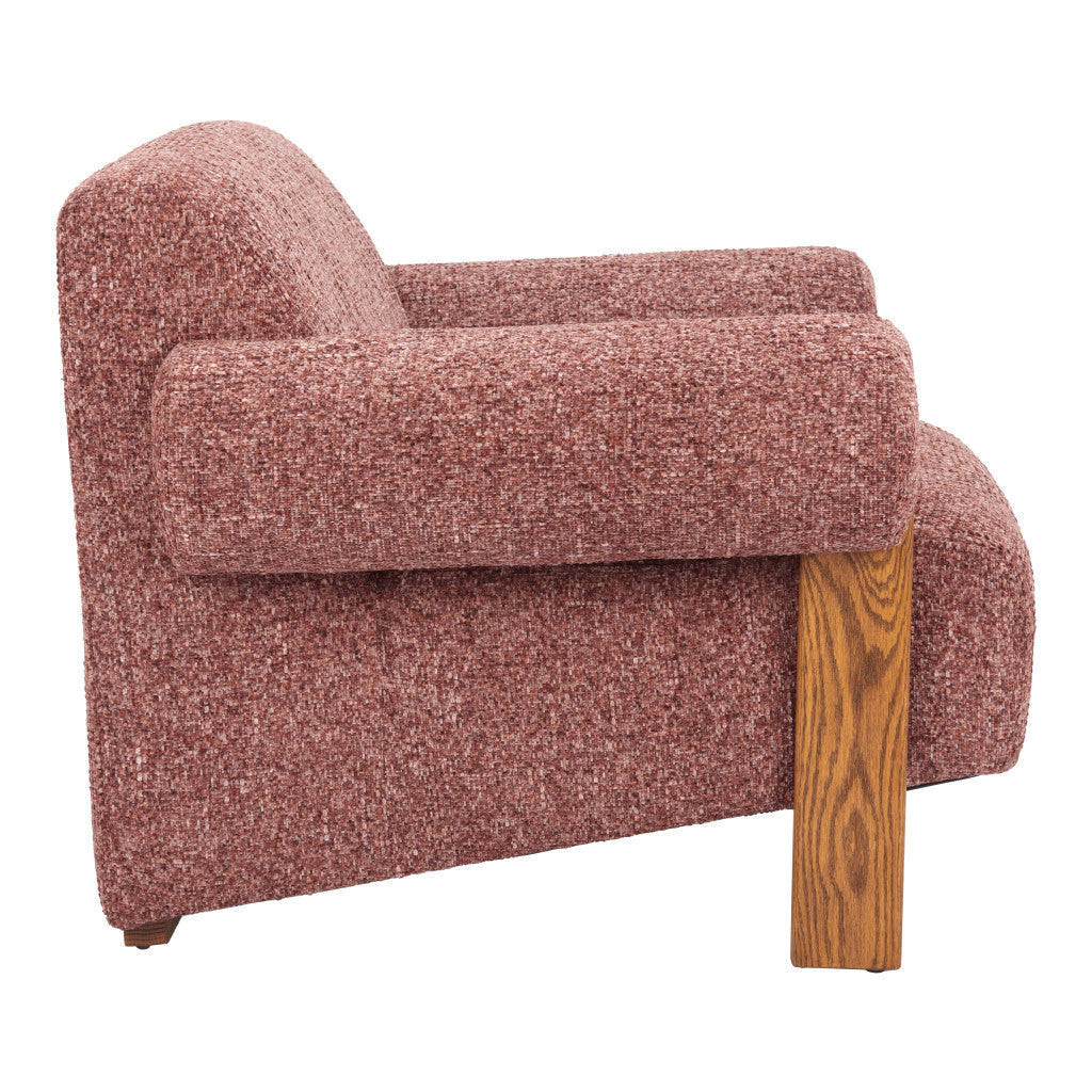 39" Copper And Brown Woven Upholstery And Solid Wood Arm Chair-2