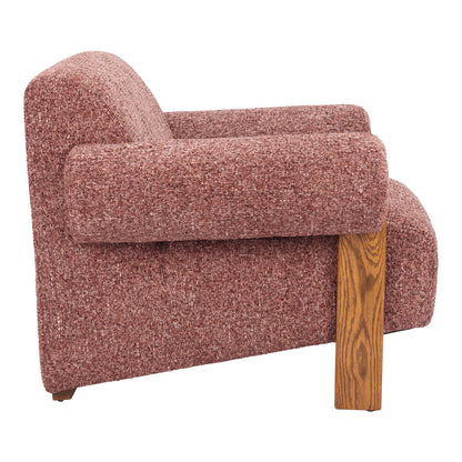 39" Copper And Brown Woven Upholstery And Solid Wood Arm Chair-2