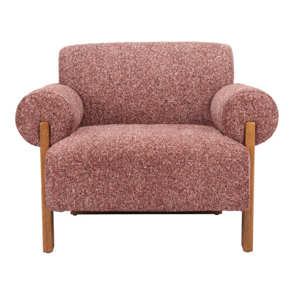 39" Copper And Brown Woven Upholstery And Solid Wood Arm Chair-3