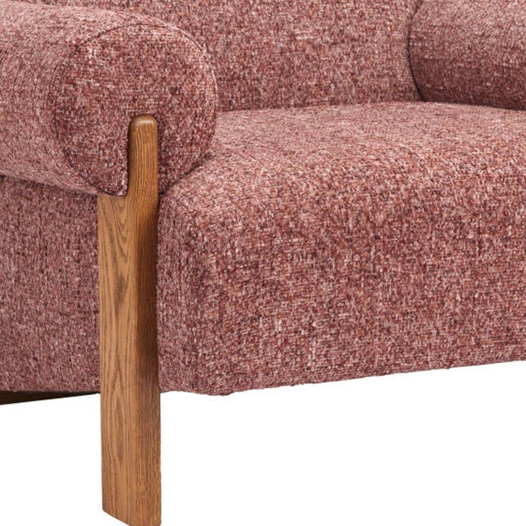 39" Copper And Brown Woven Upholstery And Solid Wood Arm Chair-6