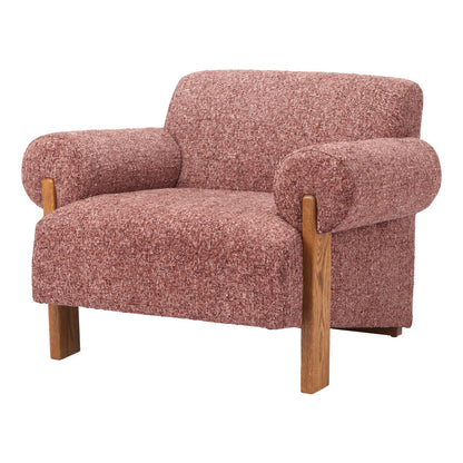 39" Copper And Brown Woven Upholstery And Solid Wood Arm Chair-7