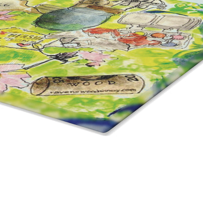 Watercolor Dining Table Vignette Glass Cutting Board - Ideal for Food Preparation and Serving, Housewarmings, Birthdays - Vibrant Colors,