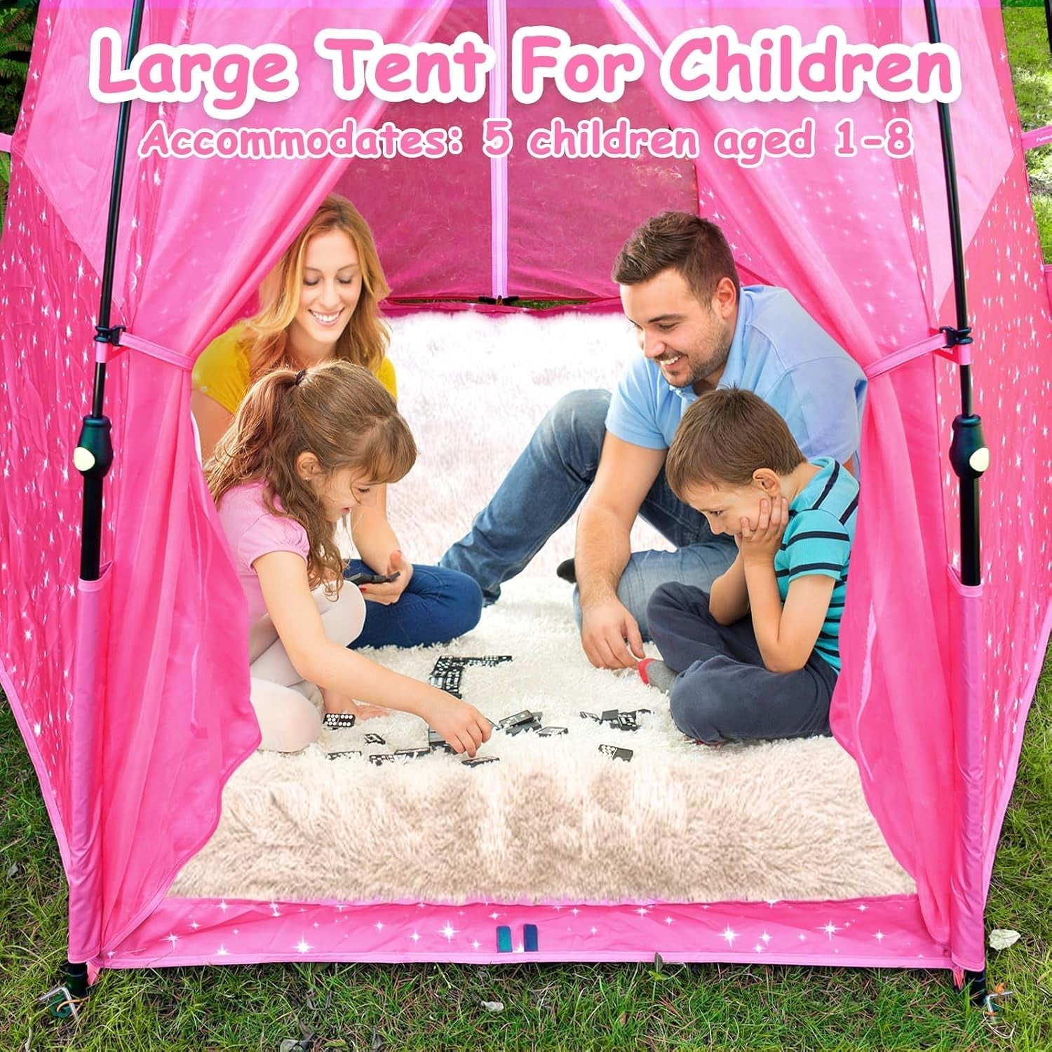 Kids Pop-Up Play Tent: 78"X66" Portable Baby Playpen Large Princess Castle Playhouse for Girls Indoor Outdoor - Toddler Play Yard with Canopy for Beach-2