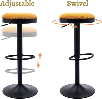 Yellow Fabric Swivel Barstools, Set of 2-4