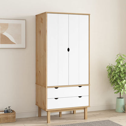 vidaXL Closet Cabinet Wardrobe Closet Organizer Armoire OTTA Solid Wood Pine-7
