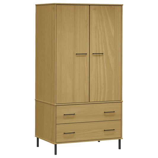 vidaXL Wardrobe Armoire Closet Rack Storage with Metal Legs Solid Wood OSLO-0