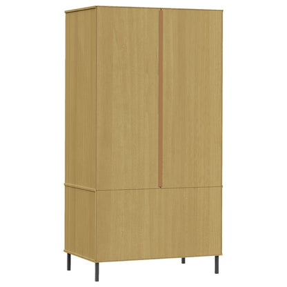 vidaXL Wardrobe Armoire Closet Rack Storage with Metal Legs Solid Wood OSLO-1