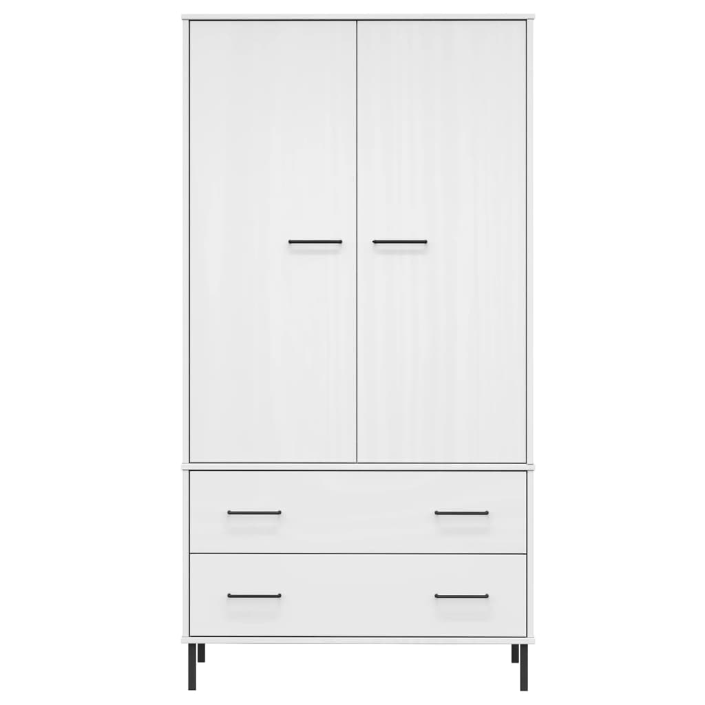 vidaXL Wardrobe Armoire Closet Rack Storage with Metal Legs Solid Wood OSLO-2