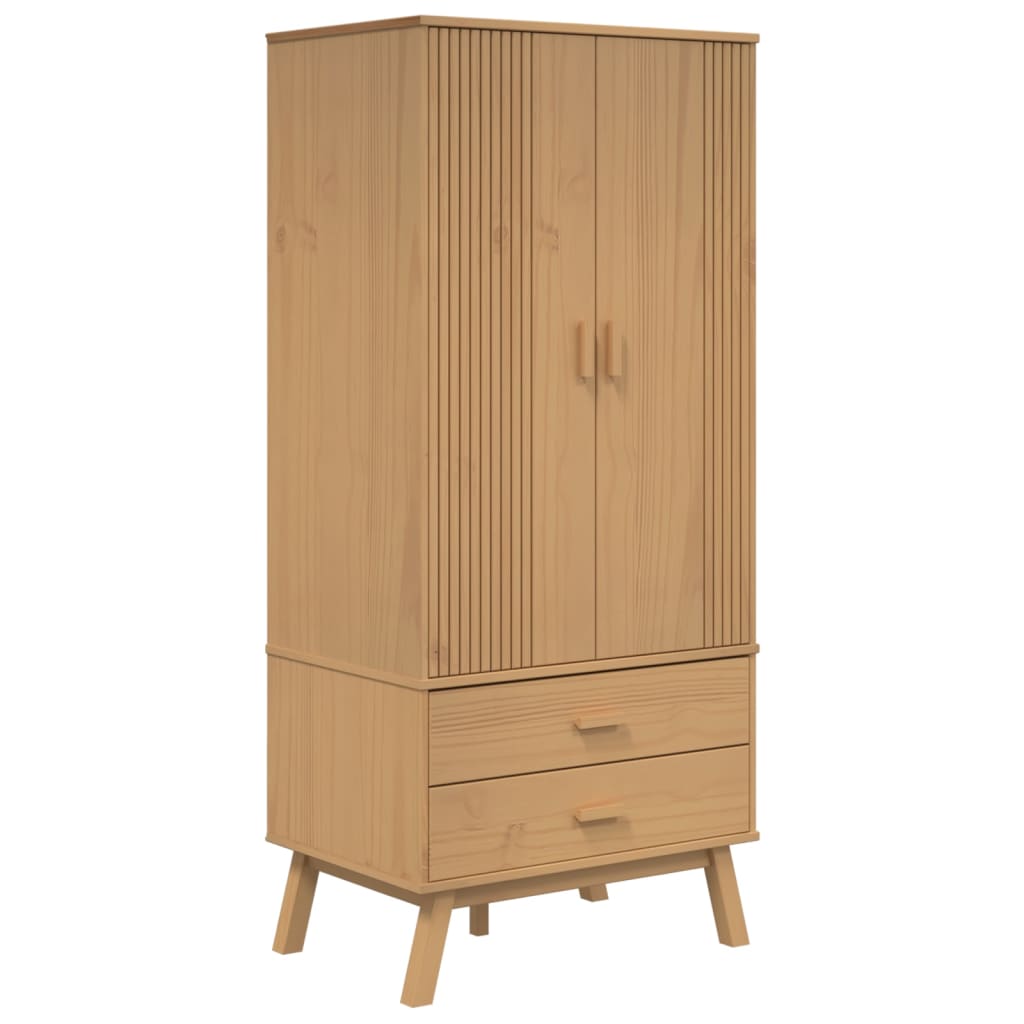 vidaXL Wardrobe OLDEN Brown 30.1"x20.9"x67.7" Solid Wood Pine-3