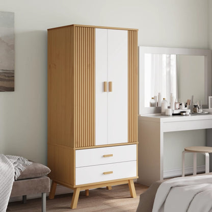 vidaXL Wardrobe OLDEN Brown 30.1"x20.9"x67.7" Solid Wood Pine-4