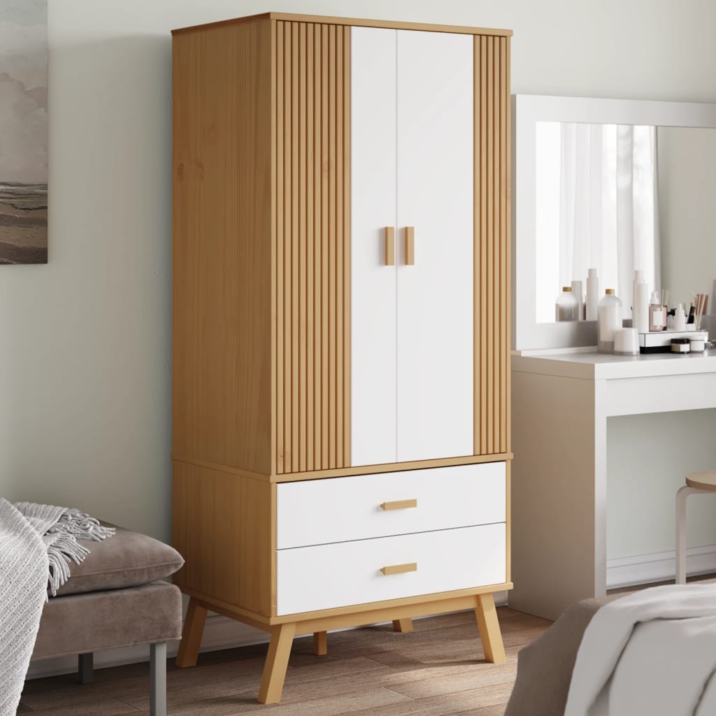 vidaXL Wardrobe OLDEN Brown 30.1"x20.9"x67.7" Solid Wood Pine-5