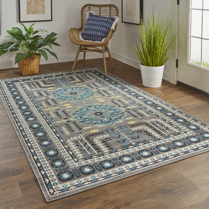 Foster Transitional Medallion - Gray/Blue/Green - Clearance-2