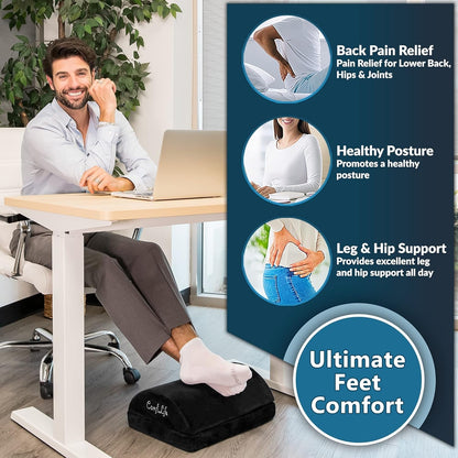 Ergonomic under Desk Foot Rest for Office Use – Adjustable Height Memory Foam Foot Stool under Desk for Office Chair & Gaming Chair – for Back & Hip Pain Relief (Black)-2