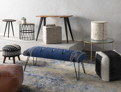 Wesselsbron Navy Striped Upholstered Bench-3