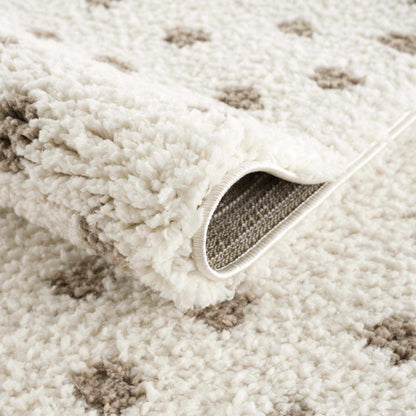Chaia Dotted Cream & Brown Plush Rug-1