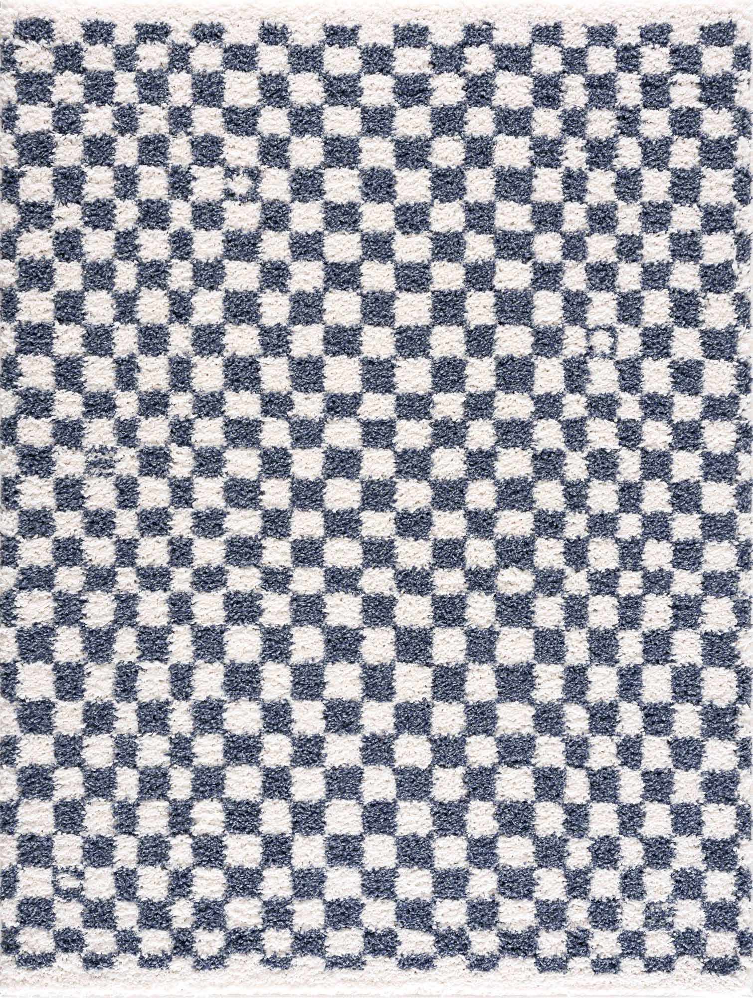 Kieu Blue & White Checkered Area Rug-1