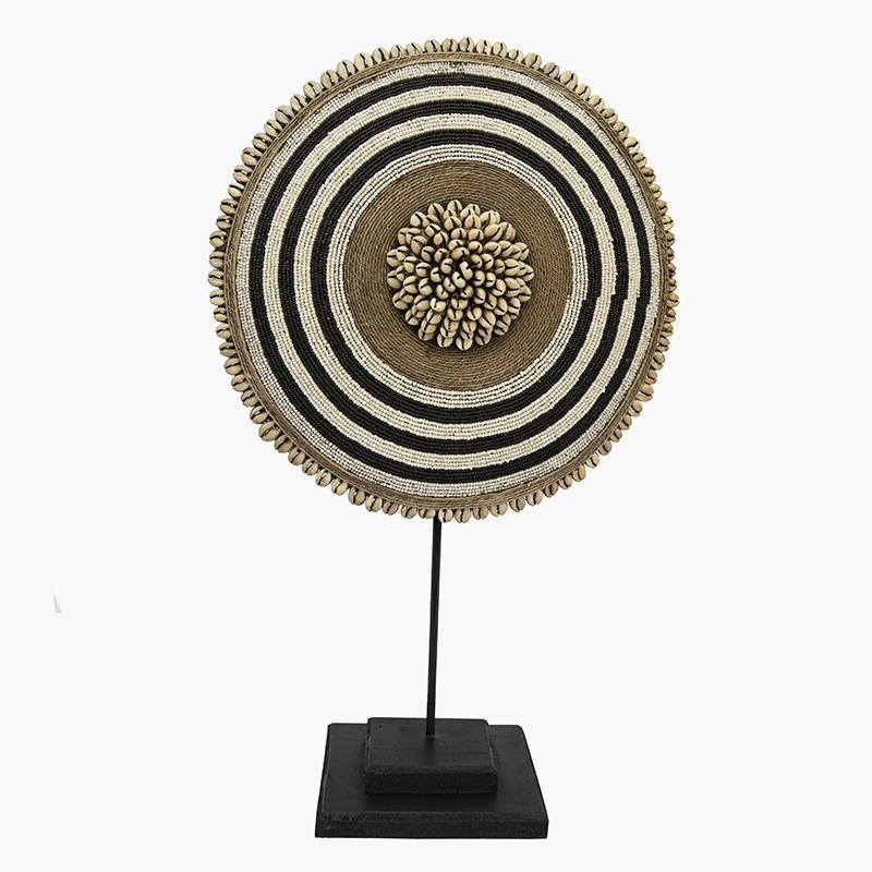 Beaded Cameroon Shield on stand - Black and White-0