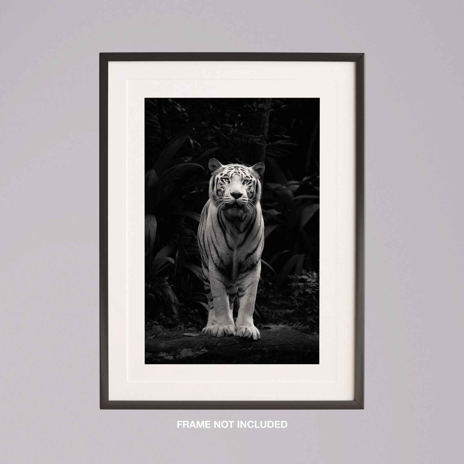 Black & White Tiger in the Jungle - Rolled Poster Wall Art Print-2