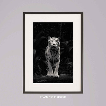 Black & White Tiger in the Jungle - Rolled Poster Wall Art Print-2