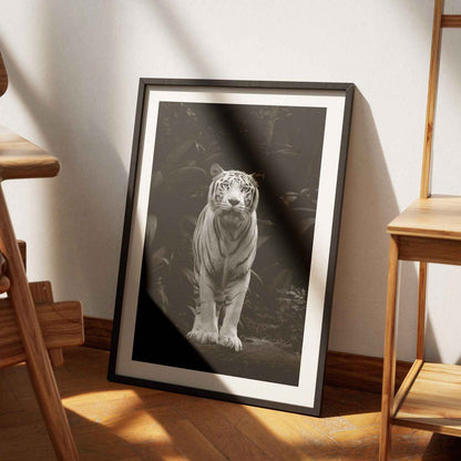 Black & White Tiger in the Jungle - Rolled Poster Wall Art Print-3